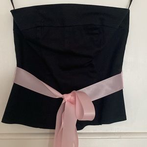 Cropped strapless top with ribbon tie
